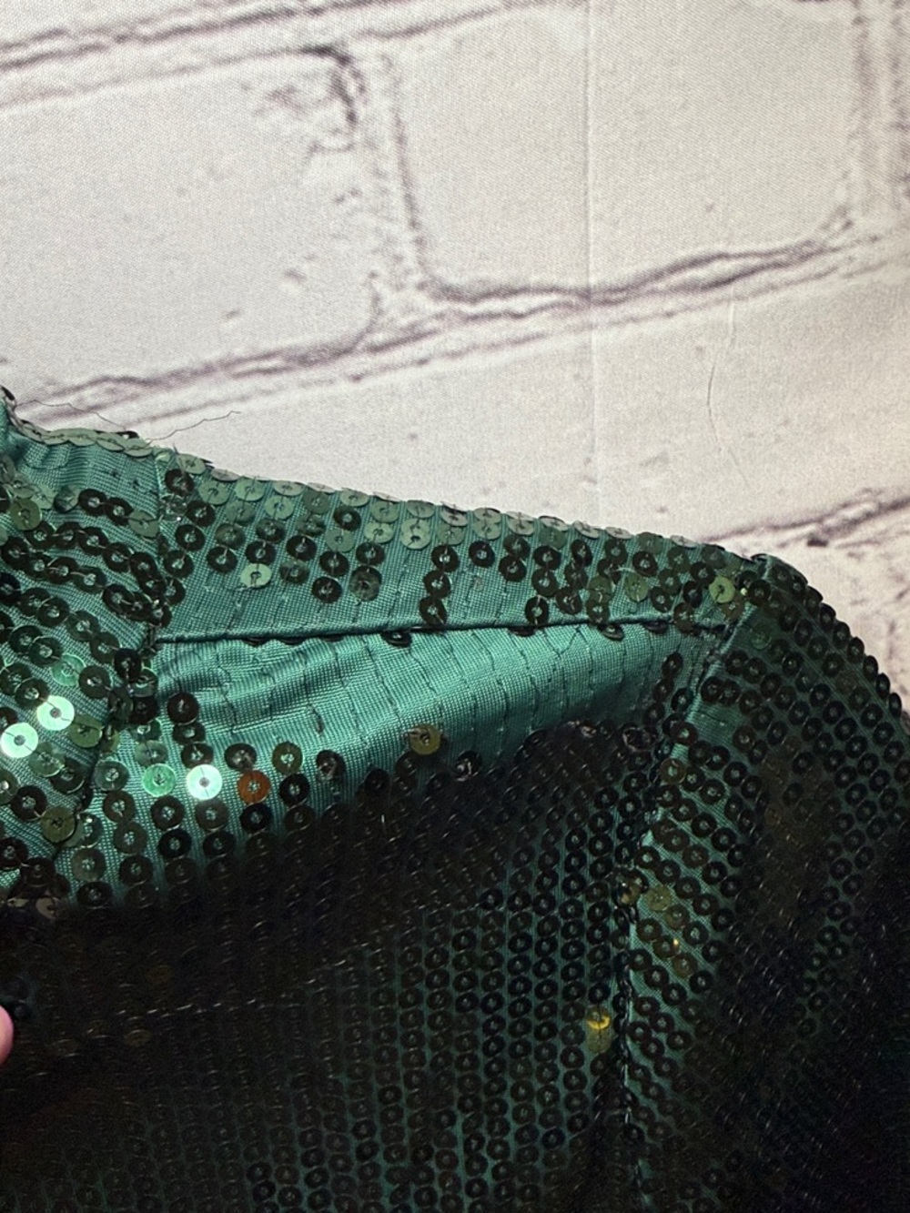 Michael Kors Emerald Green Sequin Mock Neck Top - Picture 9 of 9